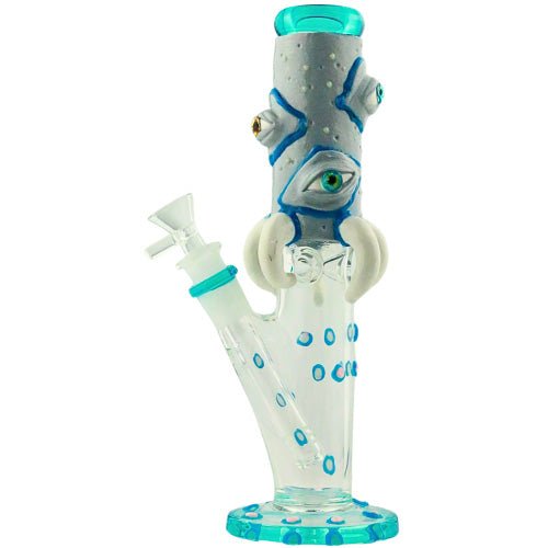 TUPE À TABAC EN VERRE 10" DROITE AVEC DESIGN OEIL DU DIABLE 467GM - BLEU