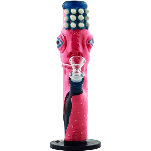 TUPE À TABAC EN VERRE 10" DROITE AVEC DESIGN MONSTRE 498GM - ROSE