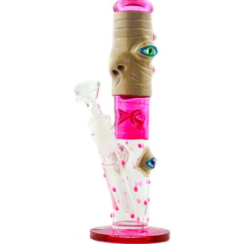 TUPE À TABAC EN VERRE 10" DROITE AVEC DESIGN DEVIL EYE 409GM - ROSE BRILLANT